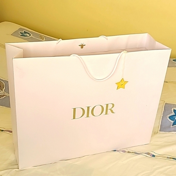 Dior Handbags - Authentic Dior Large White Shopping Bag Paper Bag Gift Bag  25"x20"x7"